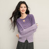 【12/10新品6折】熙世界超好看渐变紫色绞花针织衫女秋冬长袖正肩套头圆领打底毛衣 商品缩略图1