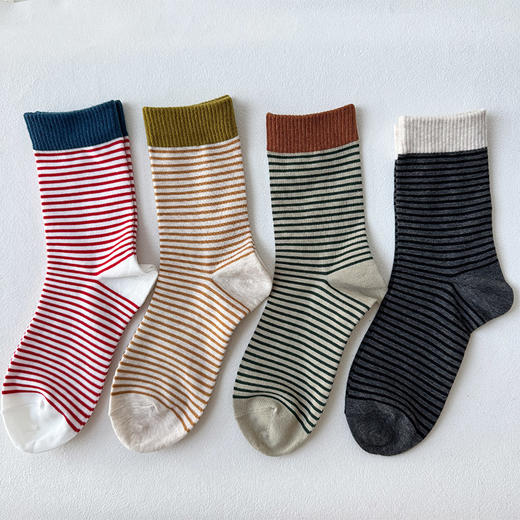 基础-简约复古条纹中筒袜-纪念日百货门店同款168043565 商品图1