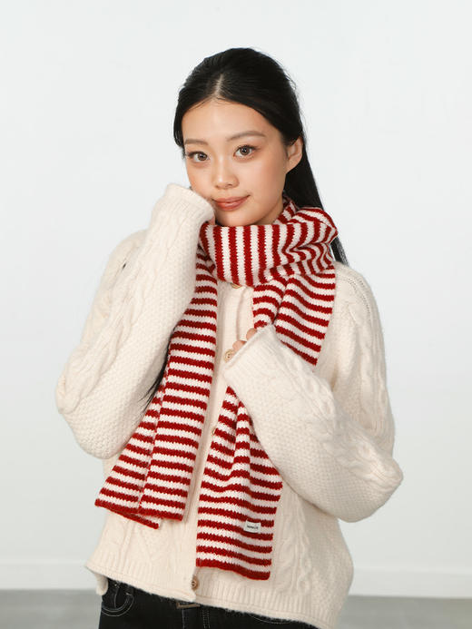 轻便保暖DM复古条纹红色围巾-纪念日百货门店同款167894261 商品图1