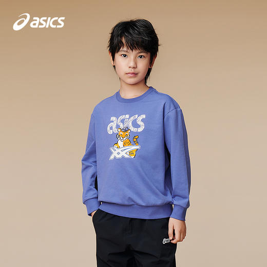 ASICS/亚瑟士儿童2025年新款男童落肩圆领卫衣时尚宽松拼色长袖 商品图0