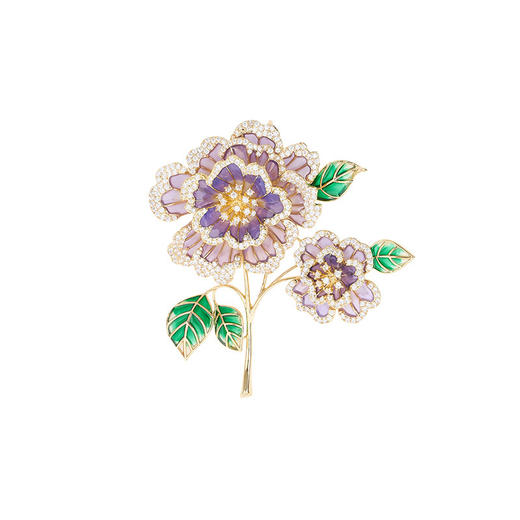 轻奢珐琅国风牡丹花奢华锆石胸针，优雅大气西装外套配饰晚宴胸花LY-Z-341 商品图4