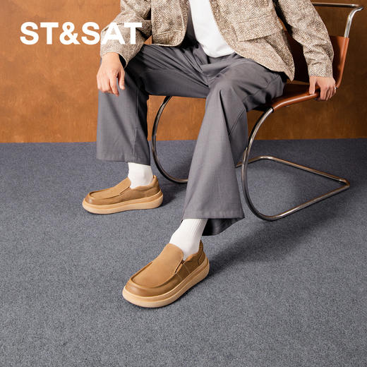 星期六男士复古休闲款牛皮皮鞋SSD3121003 商品图3