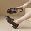 【限时秒杀】西遇法式乐福鞋女新款秋季瘦版山茶花通勤低跟单鞋棕色小皮鞋V0047881/V0047621 商品缩略图1