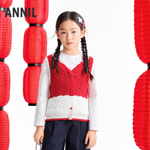 【实体店同款】女童针织背心春季新款安奈儿童装AG612015 商品图0