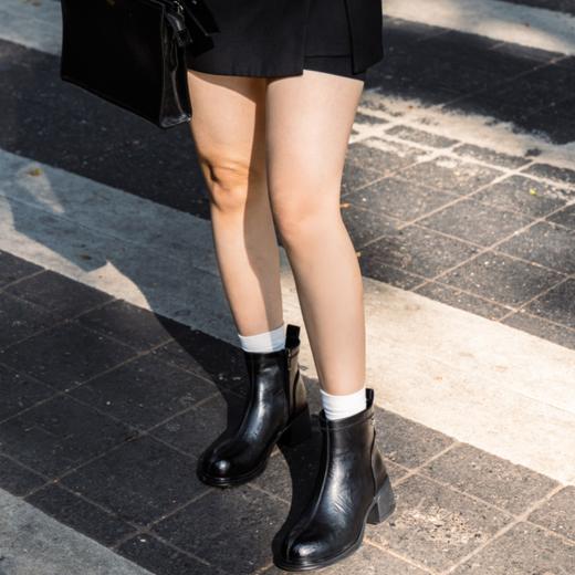 纪华菲拉链粗跟短靴|5.5cm跟高，增高显腿细，单里/加绒可选 商品图0