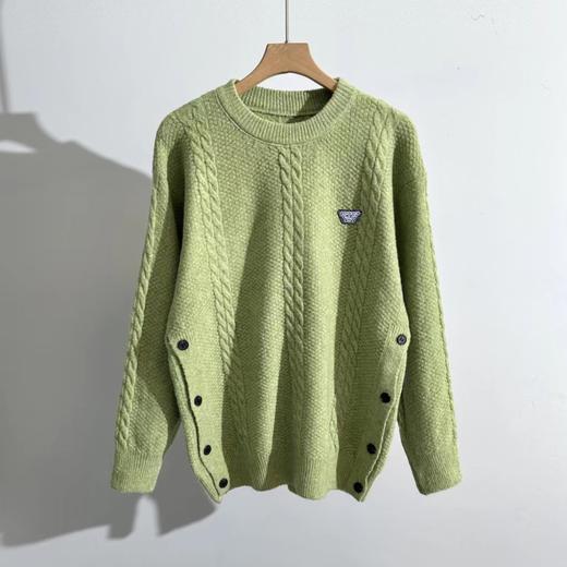 D121011秋季新款下摆纽扣设计百变穿搭软糯舒适圆领毛衣 商品图1