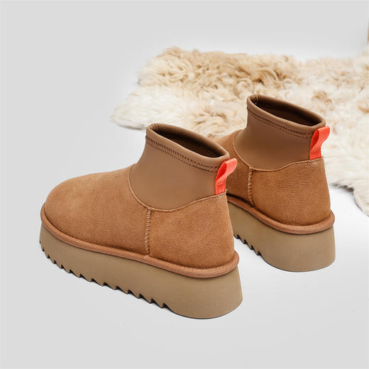 隆丰 冬季新款保暖A级羊皮毛一体迪普短靴厚底增高加厚短筒雪地靴122477 商品图5