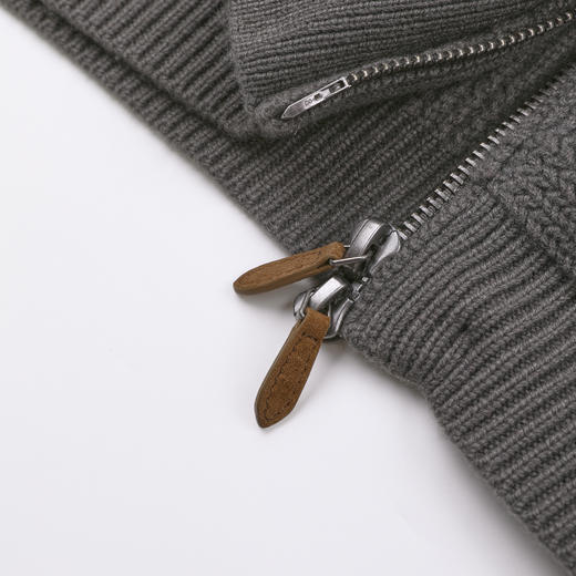 ROMI STUDIO“复古格调”羊绒羊毛混纺真皮扣开襟毛衫 RWCASD6879 商品图3