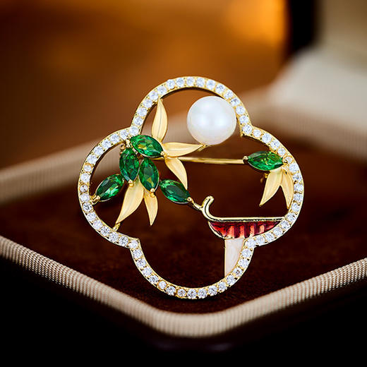 国风古典兰花镶锆石高档胸针，时尚轻奢旗袍气质胸花外套别针配饰LY-E-133 商品图1