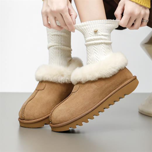隆丰 冬季新款厚实A级羊皮毛一体塔次特植物氢底专利厚底毛边雪地靴短靴122228 商品图1