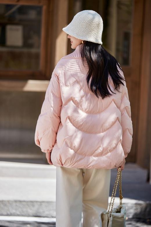 L.Fleuri 粉色减龄休闲针织翻领羽绒服外套 21770 商品图3