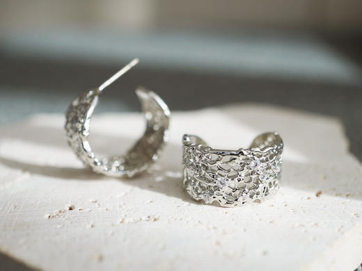 董洁同款高颜值925银蕾丝戒指活口 商品图13