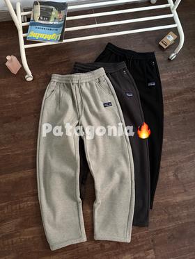 Patagonia新款加绒加厚垂感廓形宽松空气棉弯刀卫裤