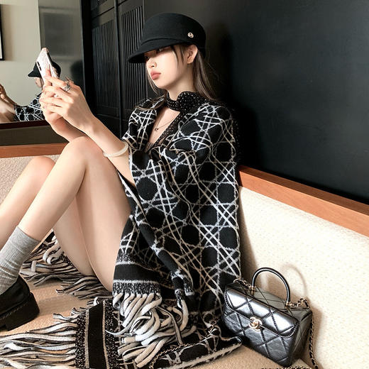 【苏格兰女孩】用料2.2m羊毛格纹披肩 斗篷外套 女秋冬外搭披肩 商品图12