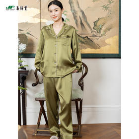 喜得宝重磅100%桑蚕丝情侣上下套睡衣居家素绉缎百搭
