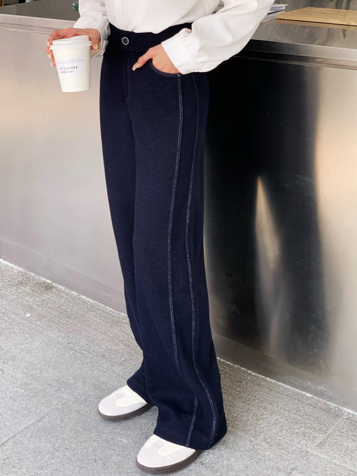 【百图lulu定制】【预售10天发】【羊毛垂垂裤】羊毛醋酸 显腿长 深蓝 保暖牛仔裤 商品图12