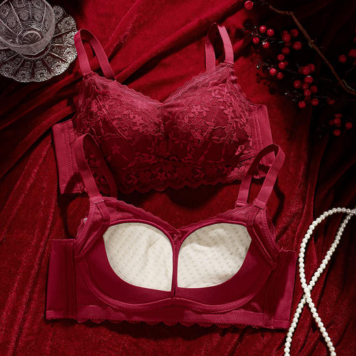 A2-【70AB-85AB杯】【小胸聚拢显大】性感圆润蜜桃胸收副乳调整型上托内衣女文胸罩   花影夏石/浮萍芷云 【小胸-蕾丝】 商品图4