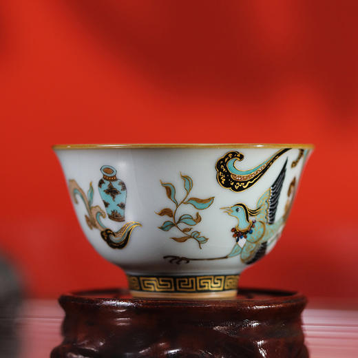 问鼎汝瓷鼎峰系列凤凰纹（月白精工复刻款雨尘杯） 商品图0