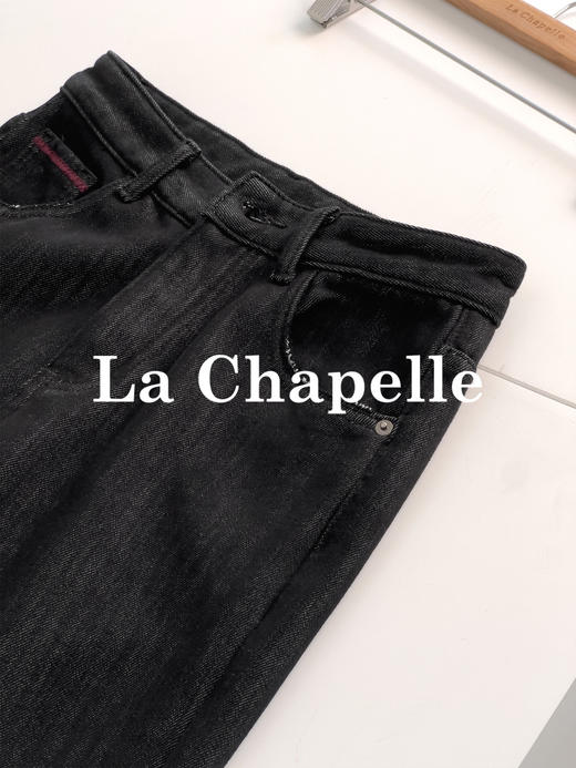 会员福利【时髦抗冻/加绒加厚】拉夏贝尔/La Chapelle高腰显瘦窄版直筒裤恒温一体绒牛仔裤 商品图6