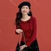 【12/10新品6折】熙世界独特绝美抓绒T恤女长袖氛围感圣诞红色上衣打底衫2025秋冬 商品缩略图4