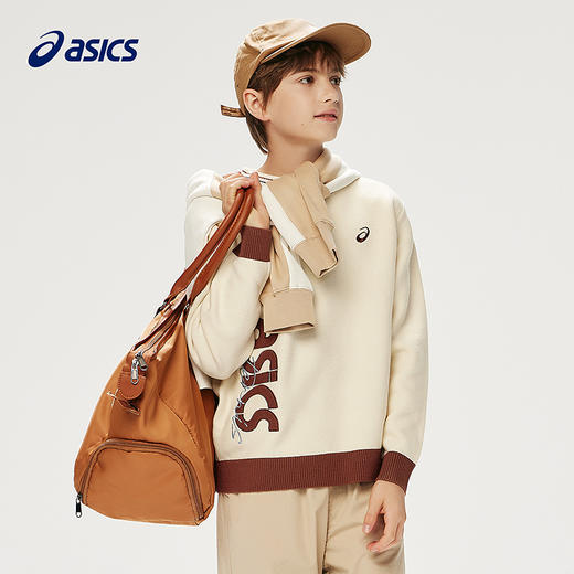 ASICS/亚瑟士童装25年冬季儿童LOGO绣花撞色领毛衫舒适柔软百搭 商品图2