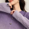 【12/10新品6折】熙世界超好看渐变紫色绞花针织衫女秋冬长袖正肩套头圆领打底毛衣 商品缩略图3