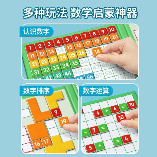 【可重复擦写使用的百数板】百数板蒙氏教具 数字启蒙数感数学玩具 磁吸一百板幼儿认知思维训练 无毛刺不伤手 商品图1