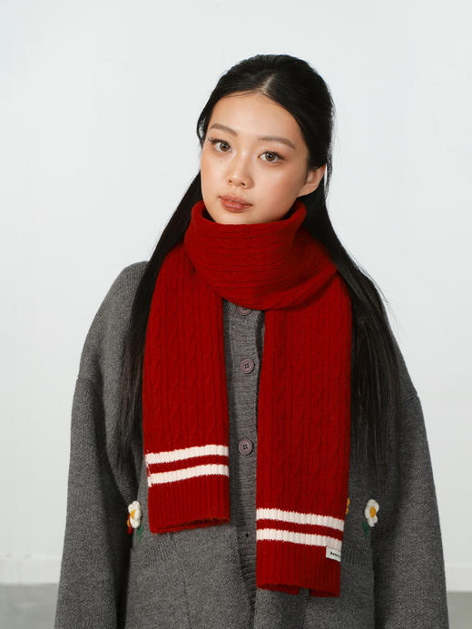 轻便保暖DM复古条纹红色围巾-纪念日百货门店同款167894261 商品图0