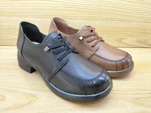 秋季新款豪行女鞋23320887时尚中跟真皮舒适休闲中年单鞋正 商品图2