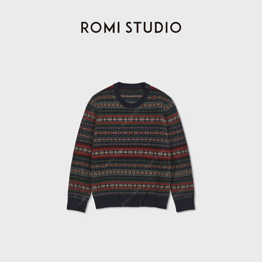 ROMI STUDIO“复古格调”澳洲进口绵羊毛费尔岛套头毛衫 RWCWS07049 商品图0