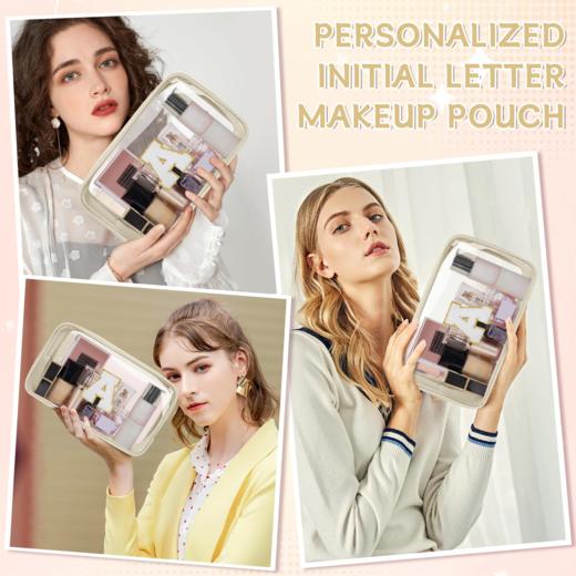 WELIDAY 字母透明化妆收纳包 拉链洗漱包 透明米色 商品图3