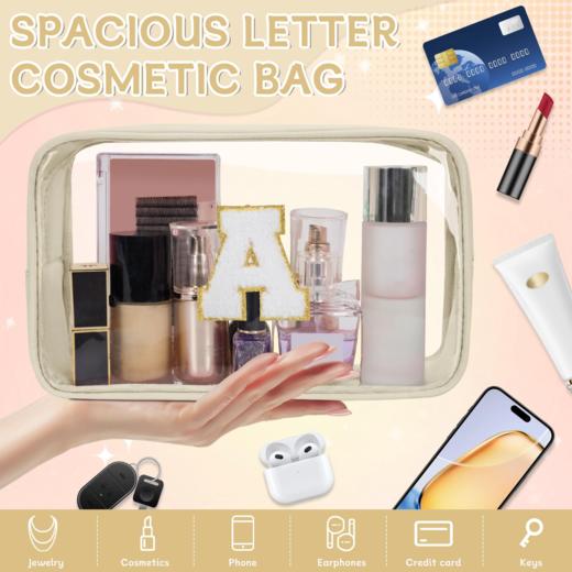 WELIDAY 字母透明化妆收纳包 拉链洗漱包 透明米色 商品图4