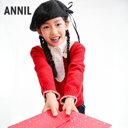 【实体店同款】女童翻领针织衫春季新款安奈儿童装AG614016 商品图1