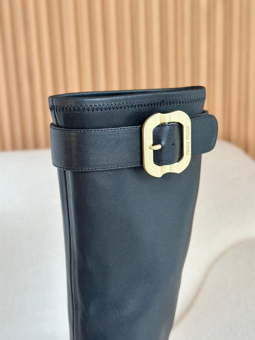 1210-1 渠道货 免带品 Miu弹力羊皮 粗跟长靴 商品图13