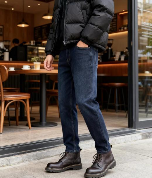 D121026秋冬款时尚休闲商务男士百搭加绒牛仔裤 商品图6