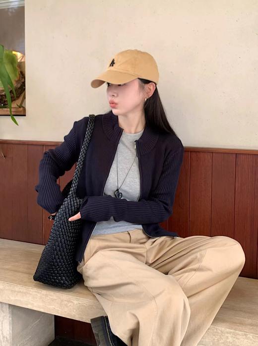 D121031冬季新款立领双拉链针织开衫毛衣显瘦百搭针织外套 商品图5