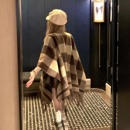 【苏格兰女孩】用料2.2m羊毛格纹披肩 斗篷外套 女秋冬外搭披肩 商品图2