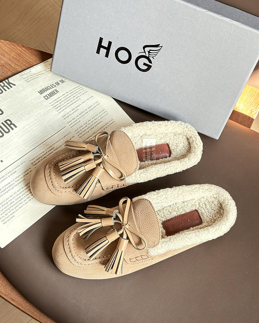 现货 THS-限时 霍根家 女款休闲毛毛拖鞋 H693时尚穆勒鞋 2色 BZ1277 商品图4