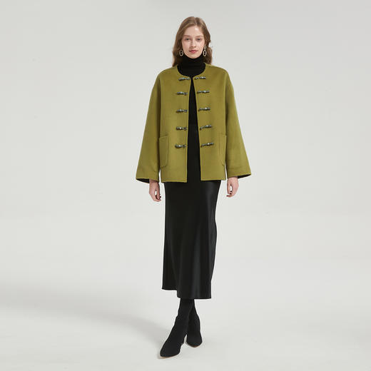 QH971斯尔丽2025秋冬新款中国结时尚国风双面呢大衣羊毛大衣通勤百搭 商品图7