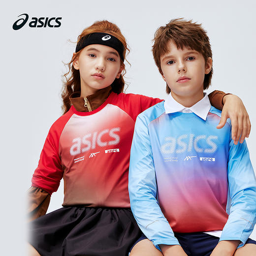 ASICS/亚瑟士儿童2026年渐变圆领运动长袖T恤撞色插肩袖吸湿速干 商品图0