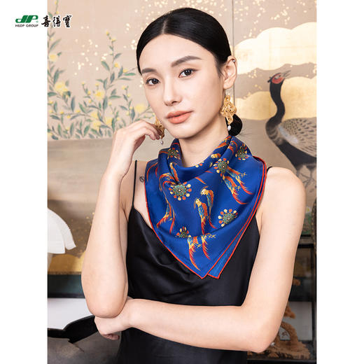 喜得宝宋韵华章65cm*65cm 手工卷边桑蚕丝斜纹绸小方巾 商品图0