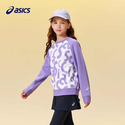 ASICS/亚瑟士儿童2025年秋季时尚满印圆领卫衣柔软舒适宽松插肩袖 商品图1
