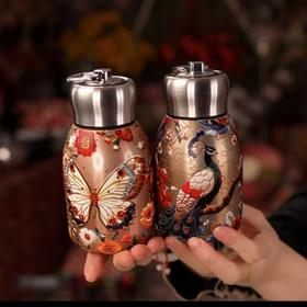 【保温耐摔❗️智能显温】316不锈钢孔雀加厚保温杯保冷保热女生印花家用水杯防摔国风复古。jb