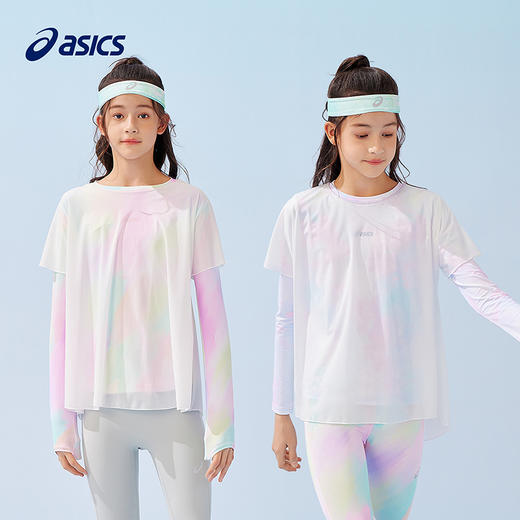 ASICS/亚瑟士童装25年夏季新款女童飘飘衣假两件吸湿速干运动T恤 商品图4