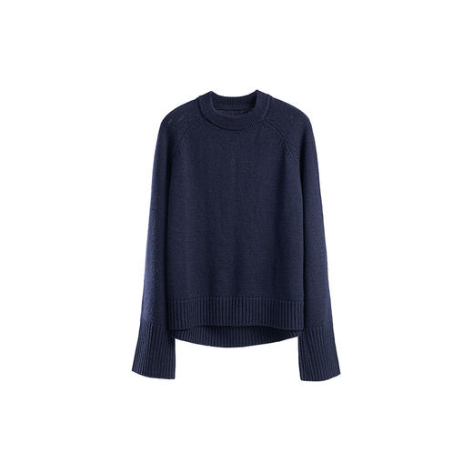 绽放862朵/纯羊毛毛衫女纯色老钱风套头毛针织衫新款百搭圆领毛衣 商品图4