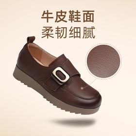 信诺真皮妈妈鞋子中老年软底单鞋女士休闲鞋平底皮鞋2025新款秋季5Q1033-6