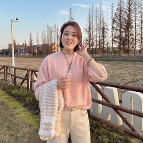 火桐hooton 双面人生 异色点子花纱山羊绒拉绒圆领套头衫85723