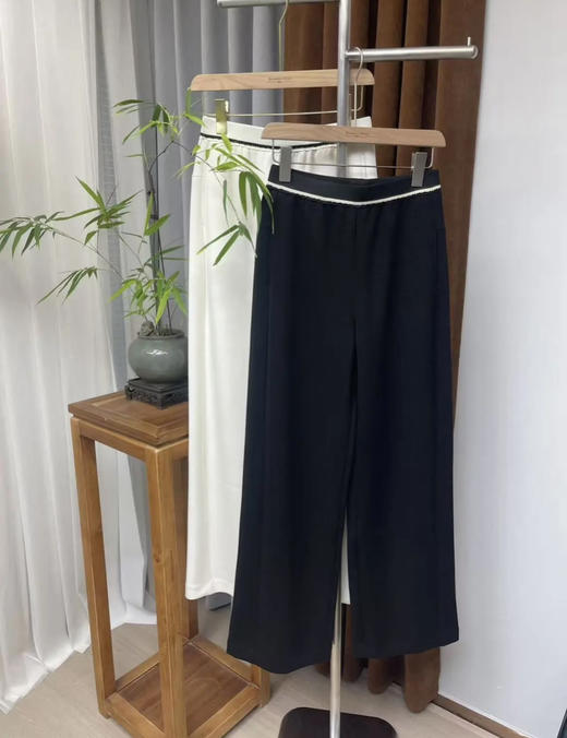 新款时尚松紧腰字母宽松显瘦阔腿直筒休闲裤 商品图5