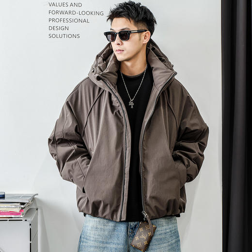 徐太浪【缉明线 休闲运动】抽绳连帽羽绒服男冬季厚款防寒服外套 商品图2