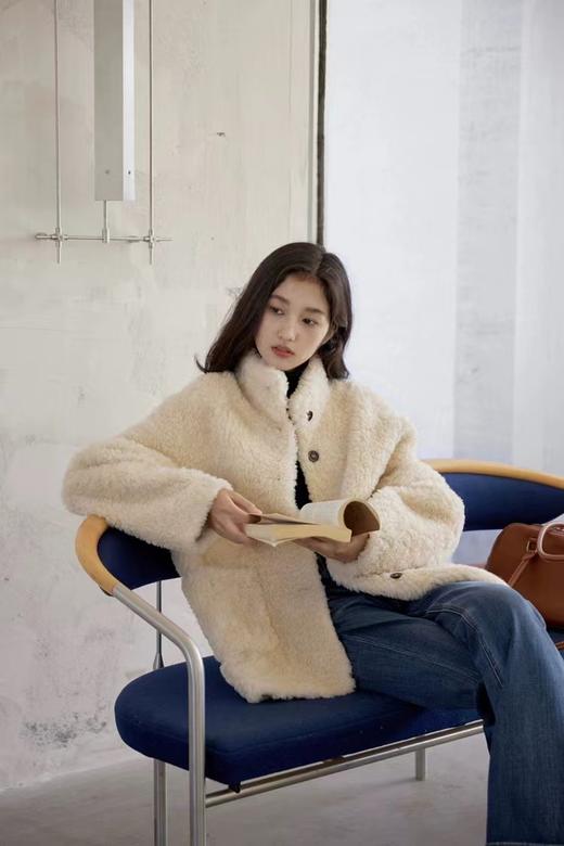 D121032冬季轻盈高保暖立领单排扣羊羔毛高质感毛毛外套 商品图11